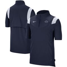 Мужская темно-синяя куртка Penn State Nittany Lions 2021 Coaches с коротким рукавом и молнией четверть Nike
