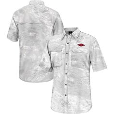 Мужская белая рубашка для рыбалки Arkansas Razorbacks Realtree Aspect Charter на всех пуговицах Colosseum