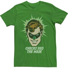 Мужская футболка с зеленым фонарем в маске и большим лицом Licensed Character