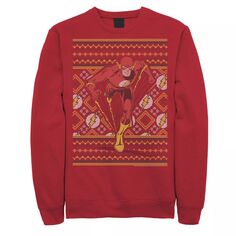 Мужской флисовый пуловер с графическим рисунком для флэш-спринта, вязаный стиль с портретом Marvel