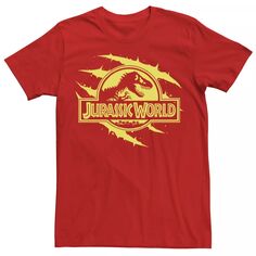 Мужская футболка с логотипом Jurassic World Neon T-Rex Fossil Licensed Character, красный