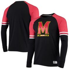 Мужская черная/красная футболка с длинным рукавом реглан в полоску Maryland Terrapins Game Day Under Armour