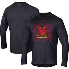 Мужская черная футболка с длинным рукавом Maryland Terrapins 2023 Sideline Tech реглан Under Armour