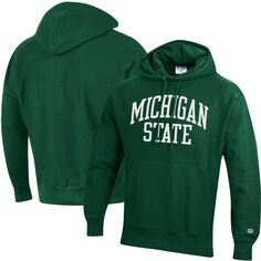 Мужской зеленый пуловер с капюшоном Michigan State Spartans Team Arch обратного переплетения Champion