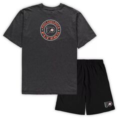 Мужская футболка Concepts Sport черная/темно-угольная футболка и шорты для сна Philadelphia Flyers Big &amp; Tall