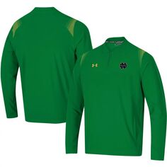 Мужская зеленая куртка Notre Dame Fighting Irish 2021 с молнией на четверть и боковой линией Under Armour