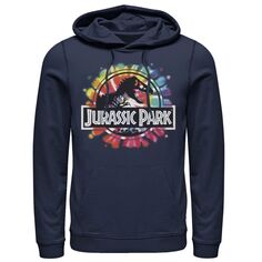 Мужской пуловер с орнаментом «Парк Юрского периода» с классическим логотипом и рисунком тай-дай Jurassic World, синий