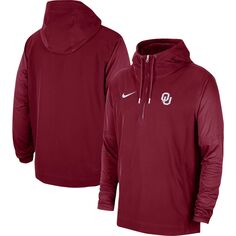 Мужская малиновая куртка Oklahoma Early 2023 Coach с капюшоном и молнией до половины Nike
