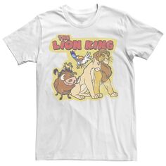 Мужская футболка Король Лев в стиле ретро с портретом Happy Friends Disney, белый