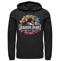 Мужской пуловер с акварелью «Парк Юрского периода» с классическим логотипом и рисунком тай-дай Jurassic World, черный