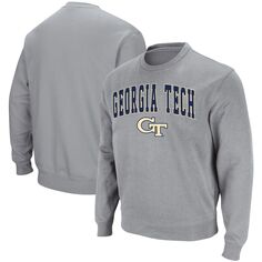 Мужской саржевый пуловер с принтом Arch &amp; Logo Tackle Georgia Tech Yellow Jackets, толстовка мужского цвета Colosseum