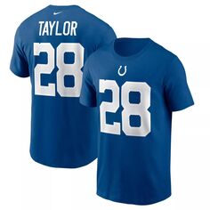 Мужская футболка с именем и номером игрока Jonathan Taylor Royal Indianapolis Colts Nike