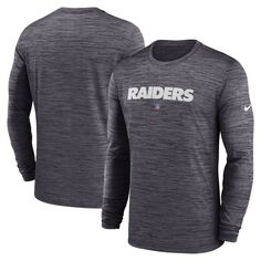 Мужская черная футболка с длинным рукавом Las Vegas Raiders Sideline Team Velocity Performance Nike