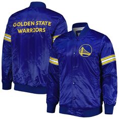 Мужская атласная университетская куртка с длинными кнопками Royal Golden State Warriors Pick &amp; Roll Starter