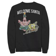Мужской флисовый пуловер Губка Боб с рисунком Патрика Стар и Рождество Nickelodeon, черный
