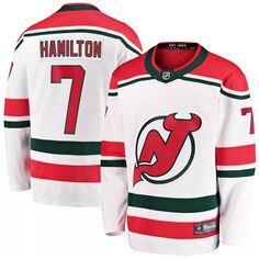 Мужская белая футболка с логотипом Dougie Hamilton New Jersey Devils 2022/23 Heritage Premier Premier Fanatics