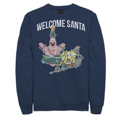 Мужской флисовый пуловер Губка Боб с рисунком Патрика Стар и Рождество Nickelodeon, синий
