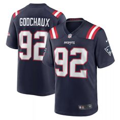 Мужская игровая майка Davon Godchaux Navy New England Patriots Nike