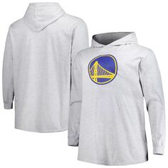 Мужской пуловер с капюшоном с логотипом Heather Grey Golden State Warriors Big &amp; Tall Fanatics