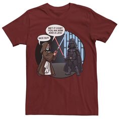 Мужская футболка с красивым костюмом Дарта Вейдера и Оби-Вана Кеноби с надписью Star Wars