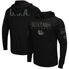 Мужская черная футболка с длинным рукавом с капюшоном Gonzaga Bulldogs OHT Military Appreciation Colosseum