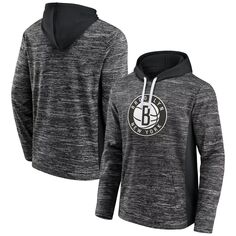 Мужской брендовый угольно-черный пуловер с капюшоном Brooklyn Nets Instant Replay с цветными блоками Fanatics