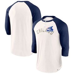 Мужская футболка белого/темно-синего цвета с логотипом Chicago White Sox Backdoor Slider реглан с рукавами 3/4 Fanatics