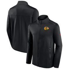 Мужская фирменная черная флисовая куртка с молнией во всю длину Chicago Blackhawks Authentic Pro Rink Fanatics