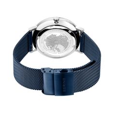 Мужские часы из нержавеющей стали с синим миланским браслетом и солнечными батареями BERING