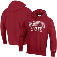 Мужской пуловер с капюшоном малинового цвета Washington State Cougars Team Arch обратного переплетения Champion