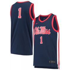 Мужская темно-синяя баскетбольная майка #1 Ole Miss Rebels Replica Nike