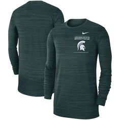 Мужская зеленая футболка с длинным рукавом Michigan State Spartans 2021 Sideline Velocity Performance Nike