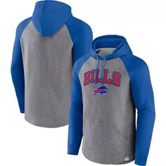 Мужской пуловер с капюшоном с принтом реглан серого/королевского цвета Buffalo Bills By Design Fanatics