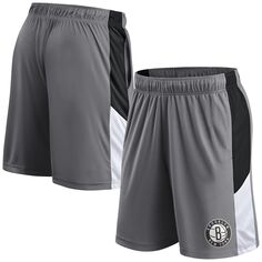 Мужские серые фирменные шорты для тренировок Brooklyn Nets Fanatics