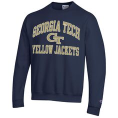 Мужской темно-синий пуловер с длинными рукавами Georgia Tech Yellow Jackets Champion