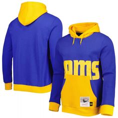 Мужской пуловер с капюшоном Mitchell &amp; Ness Royal Los Angeles Rams Big Face 5.0