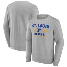 Мужской пуловер с логотипом Heather Charcoal St. Louis Blues Fierce Competitor Fanatics