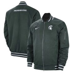 Мужской зеленый бомбер с молнией во всю длину Michigan State Spartans Nike