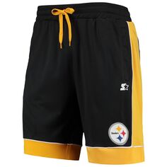 Мужские черные/золотые модные шорты, любимые поклонниками Pittsburgh Steelers Starter