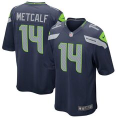 Мужская игровая майка DK Metcalf College Navy Seattle Seahawks Nike