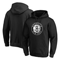 Мужской черный пуловер с капюшоном с логотипом Brooklyn Nets Primary Team Fanatics