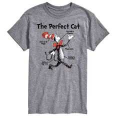 Футболка Big &amp; Tall Dr Seuss Perfect Cat License, серый