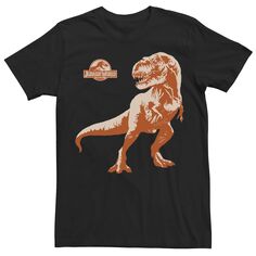 Мужская футболка T-Rex оранжевого цвета с портретом Jurassic World, черный