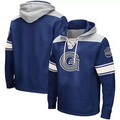 Мужской темно-синий пуловер с капюшоном и логотипом Georgetown Hoyas 2.0 на шнуровке Colosseum
