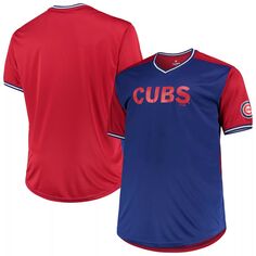 Мужская однотонная футболка с v-образным вырезом, королевский/красный Chicago Cubs