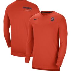 Мужская оранжевая футболка с длинным рукавом и v-образным вырезом Syracuse Orange 2022 Coach Performance Nike