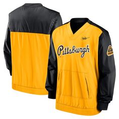 Мужской черный/золотой пуловер с v-образным вырезом Pittsburgh Pirates Cooperstown Collection Nike