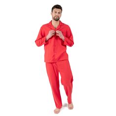 Мужская фланелевая пижама из двух частей Leveret, красный