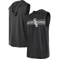 Мужской черный пуловер с капюшоном Chicago White Sox без рукавов New Era