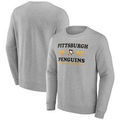 Мужской пуловер с логотипом Heather Charcoal Pittsburgh Penguins Fierce Competitor Fanatics